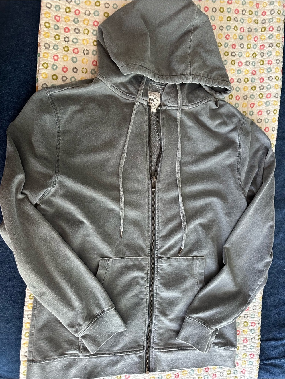 True Craft Oversized Slate Gray Full-Zip Hoodie